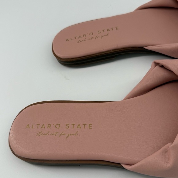 Altar'd State Sandals Womens US 8.5 Pink Slide Knotted Strap Summer Casual Beach - Picture 5 of 10